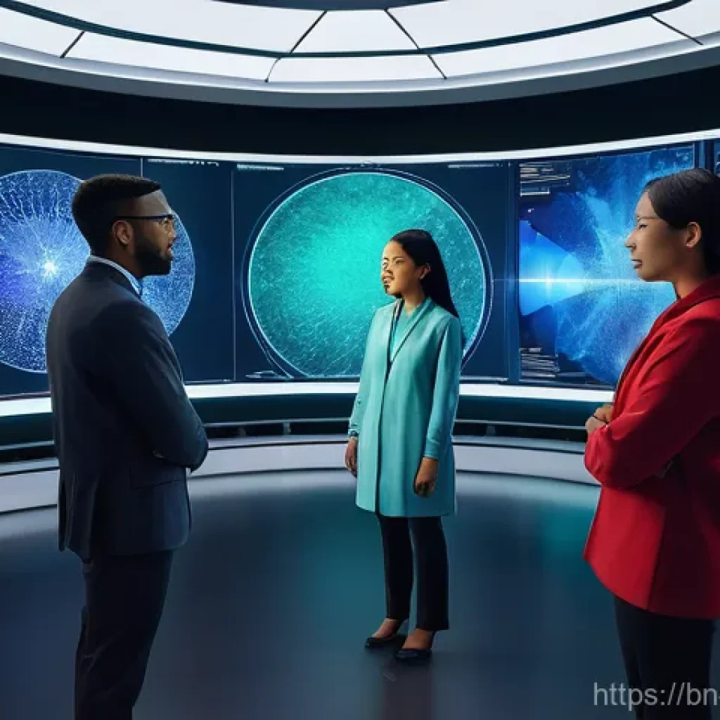 인공지능 개발 과정과 도전 - **Prompt:** A group of diverse data scientists, male and female, of various ethnicities, in a futuri...