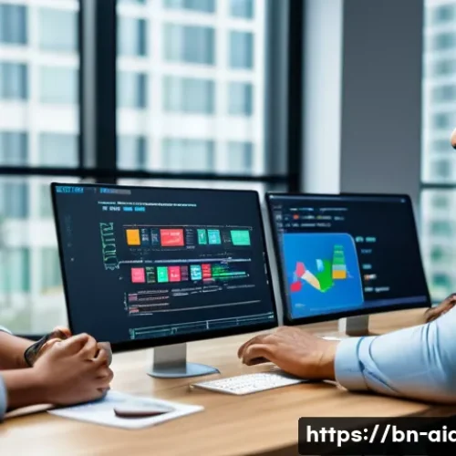 인공지능 개발자 연봉 상승 방법 - A diverse group of Bengali AI developers collaborating in a modern office setting, discussing a proj...